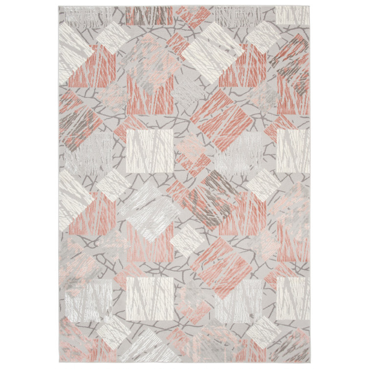 Oliver Chauncey Flatweave Grey/White/Pink Rug Wayfair.co.uk